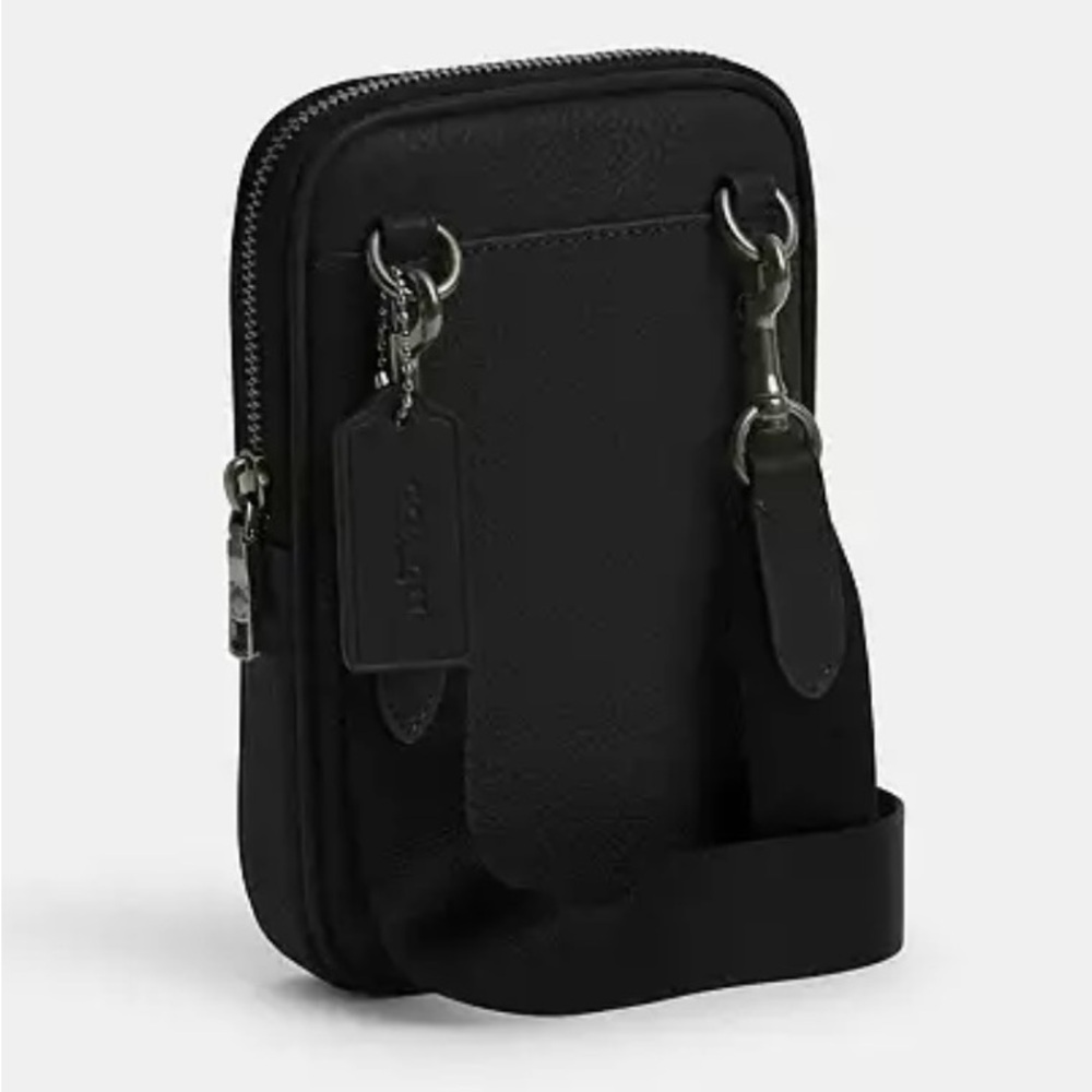 ADEN COACH CROSSBODY BAG. One black bag and one green bag.
